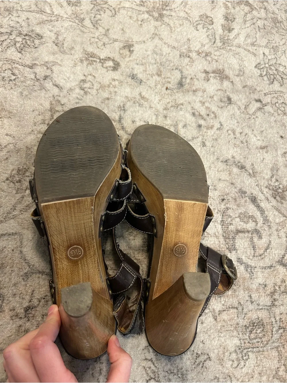 Women's Dark Brown Leather Strap Platform Heels